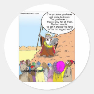 Sticker Rond Moses & Les Dix Suggestions Drôle Cadeaux & Tee -