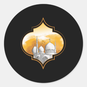 Sticker Rond Mosquée Islam musulman Allah Ramadan Hajj Mecque C