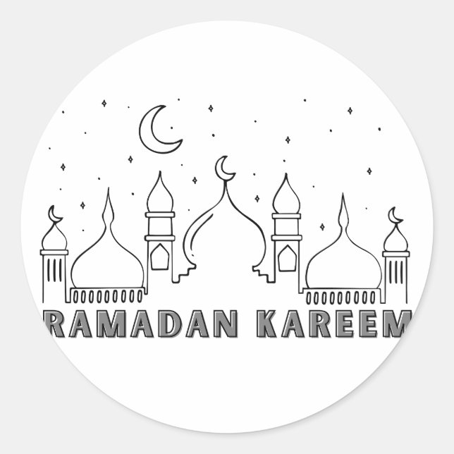 Sticker Rond Mosquée noire Ramadan Kareem (Devant)