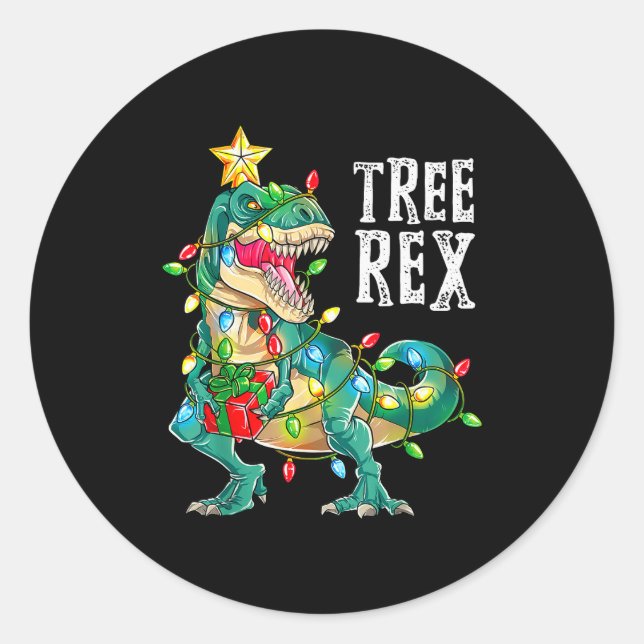 Sticker Rond Most Wonderful Christmas Co Dinosaur Christmas Tre (Devant)