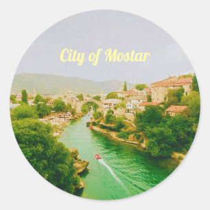 Sticker Rond Mostar ville - Bosnie-Herzégovine