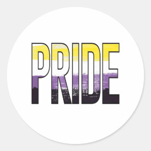 Sticker Rond Mot de fierté non binaire