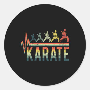 Sticker Rond Mot de rythme rétro vintage Karaté Kickboxing Coup