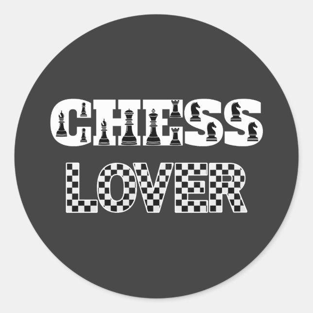 Sticker Rond Mot d'échecs blanc Lettres Lover Board Motif (Devant)