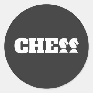 Sticker Rond Mot d'échecs Chevaliers blancs Stratégie créative
