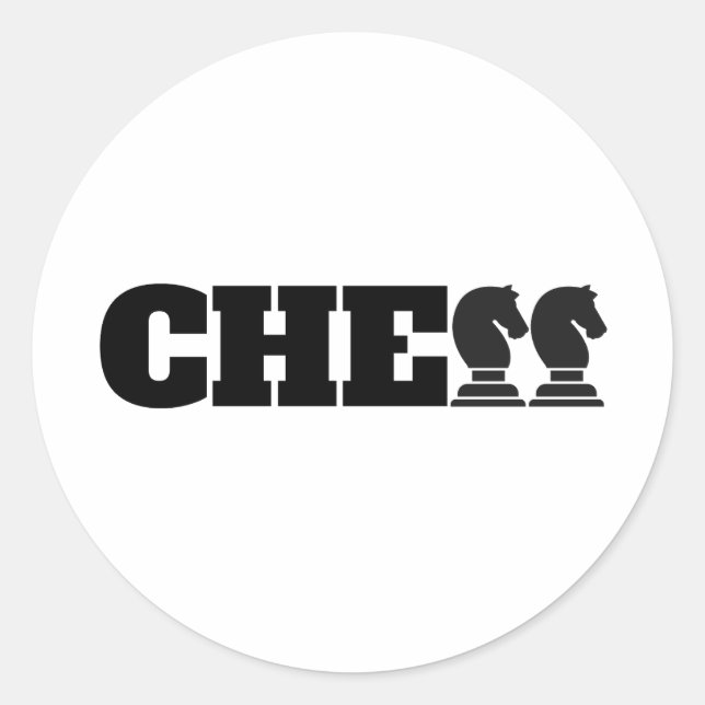 Sticker Rond Mot d'échecs Chevaliers Noirs Jeu créatif intellig (Devant)