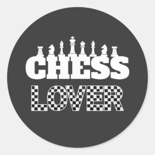Sticker Rond Mot d'échecs Pièces blanches Lover Board Motif