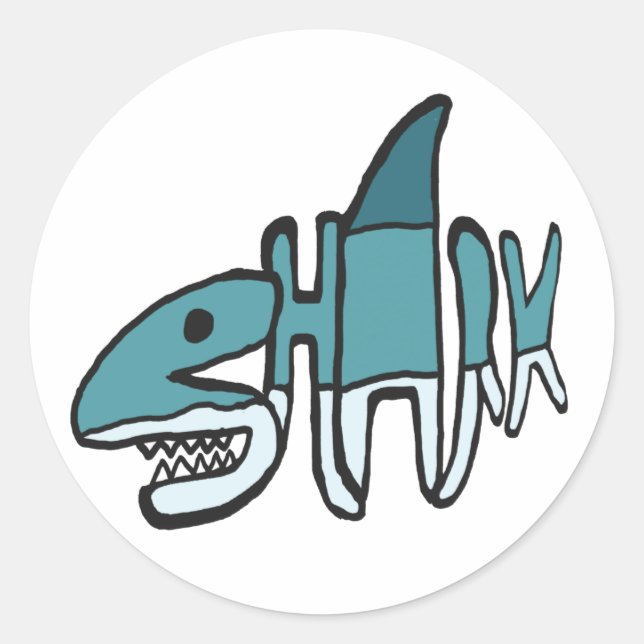 Sticker Rond Mot requin (Devant)