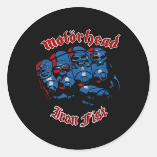 Sticker Rond Motã(Tête) â€"Crânes rouges à poing en fer