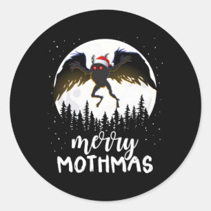 Sticker Rond Moth Merry Mothmas Déplaisant Folklore Cryptid