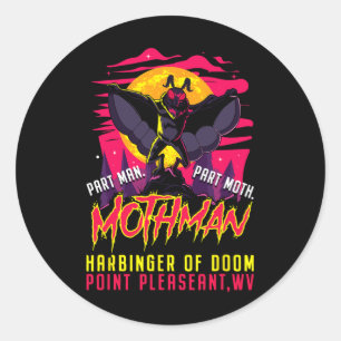 Sticker Rond Mothman Fun Cryptid Harbinger Part Homme Part Moth