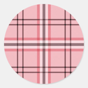 Sticker Rond Motif à carreaux chic rose et gris, mode pour soir
