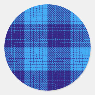 Sticker Rond Motif à carreaux gras gras en bleu croisé 