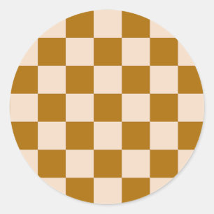 Sticker Rond Motif à carreaux marron et beige
