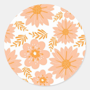 Sticker Rond Motif à fleurs orange Fuzz Vintage rétro
