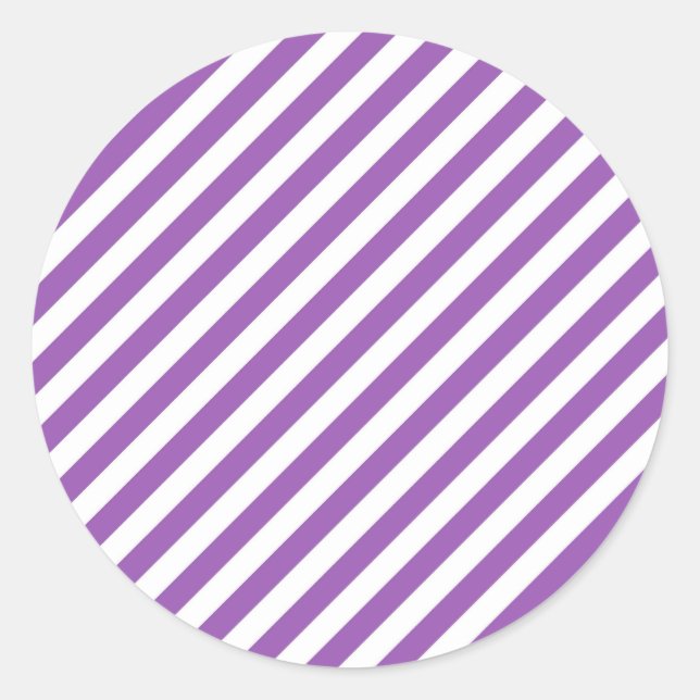 Sticker Rond Motif à rayures violettes et blanches diagonales (Devant)