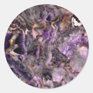 Sticker Rond motif Abstrait violet, marbre de quartz violet