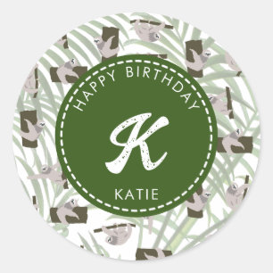 Sticker Rond Motif animal mignon en forêt sauvage Anniversaire
