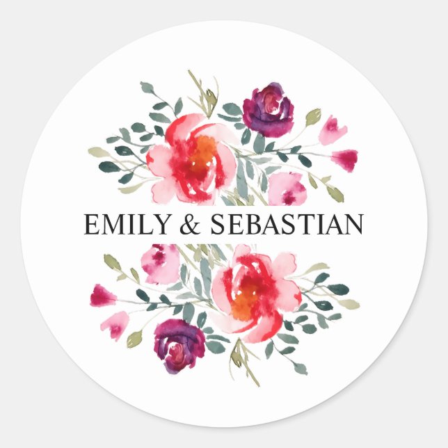 Sticker Rond Motif aquarelle personnalisé (Devant)