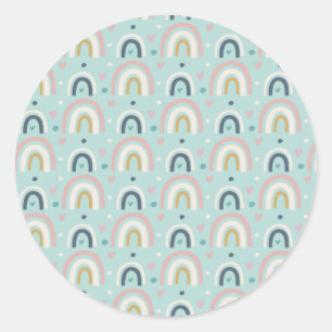Sticker Rond Motif arc-en-ciel blanc mignon
