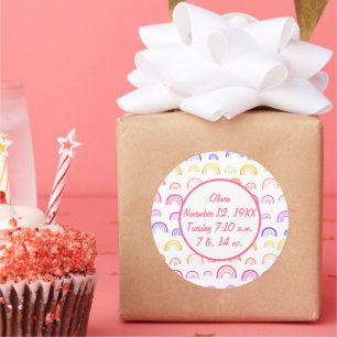 Sticker Rond Motif arc-en-ciel jaune rose pâle