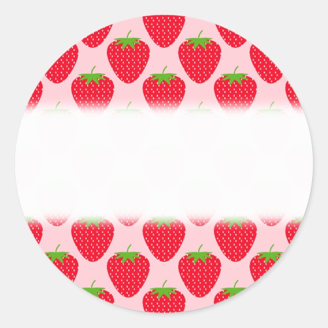 Sticker Rond Motif aux fraises roses et rouges. (Devant)