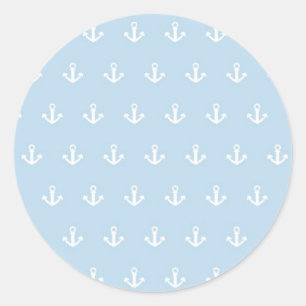 Sticker Rond Motif avec ancrages blancs sur bleu