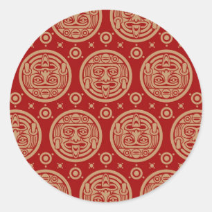 Sticker Rond Motif Aztec