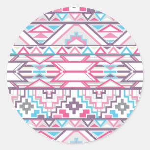 Sticker Rond Motif aztèque géométrique abstrait 3