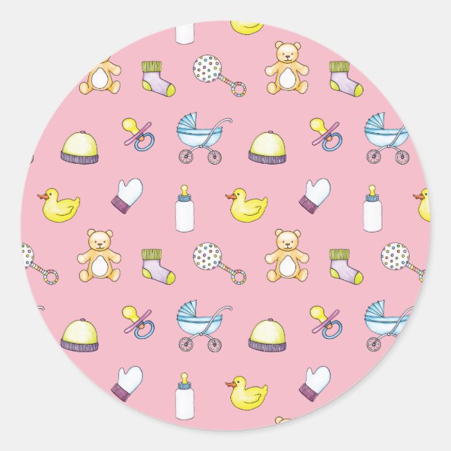 Sticker Rond Motif baby shower (Devant)