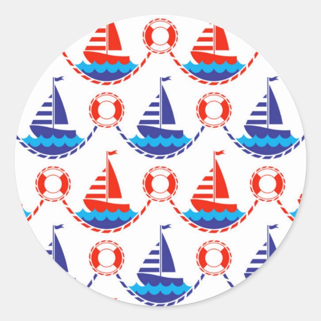 Sticker Rond Motif bateau à voile (Devant)