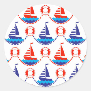 Sticker Rond Motif bateau à voile