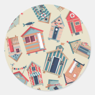 Sticker Rond Motif Beach Hut