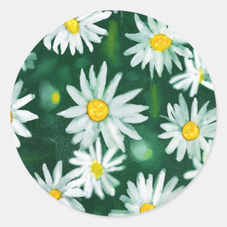 Sticker Rond Motif blanc Fleur de marguerite