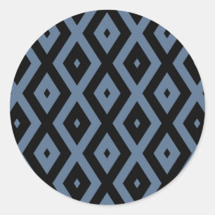 Sticker Rond Motif bleu gris et noir diamant