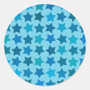 Sticker Rond Motif Blue Star
