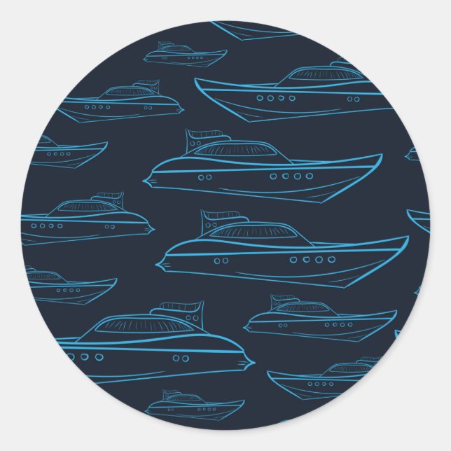 Sticker Rond Motif Blue Yacht (Devant)