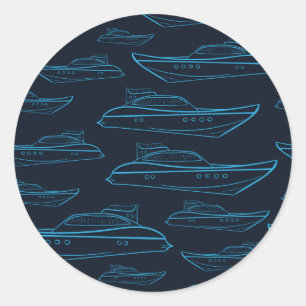 Sticker Rond Motif Blue Yacht