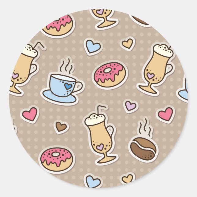 Sticker Rond Motif café (Devant)