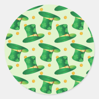 Sticker Rond Motif Casquette irlandais vert, design du jour st