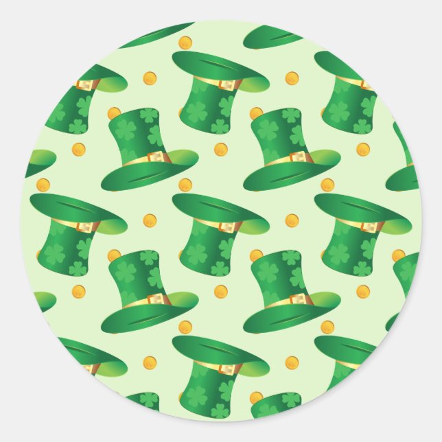 Sticker Rond Motif Casquette irlandais vert, design du jour st  (Devant)