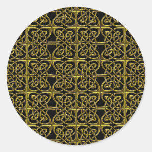 Sticker Rond Motif Celtique Gold et Black Connecté Ovales