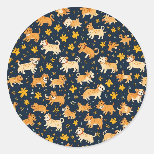 Sticker Rond Motif chien mignon que les enfants aiment (Devant)