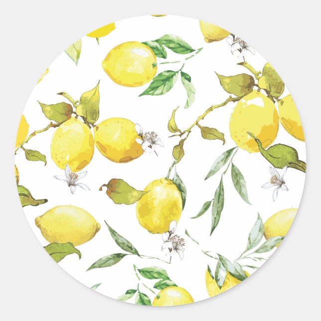 Sticker Rond Motif citron aquarelle (Devant)