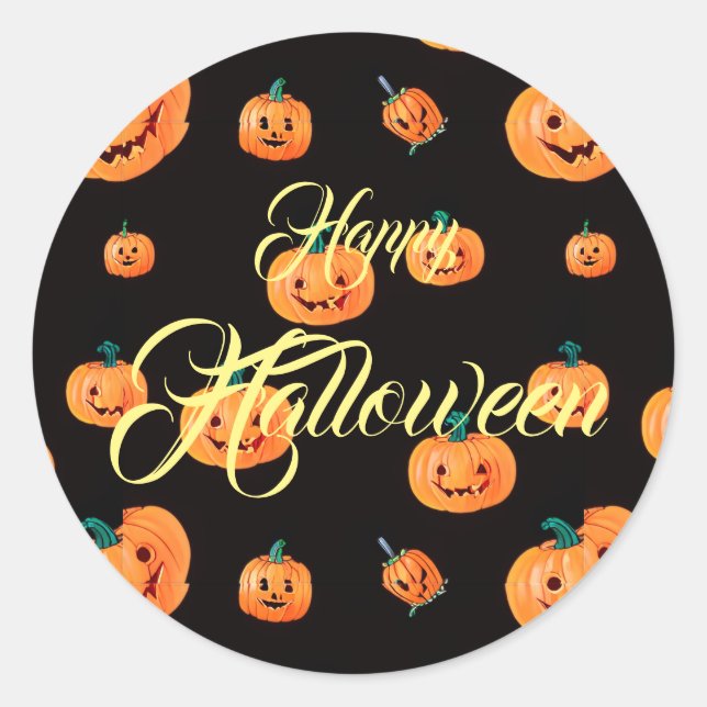 Sticker Rond Motif Citrouille Halloween (Devant)