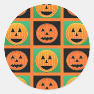 Sticker Rond Motif citrouille Halloween