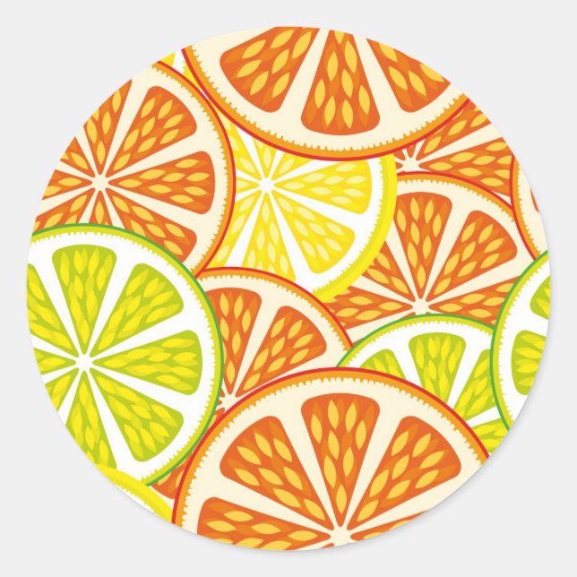 Sticker Rond Motif Citrus (Devant)