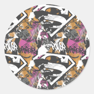 Sticker Rond Motif comique 3 de câpres de Supergirl