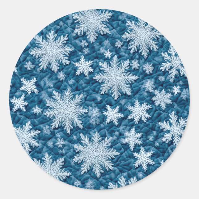 Sticker Rond Motif courbé Flakes Bleu et Blanc (Devant)