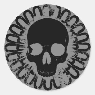 Sticker Rond Motif crâne Élégant Amusement Halloween Goth N'imp